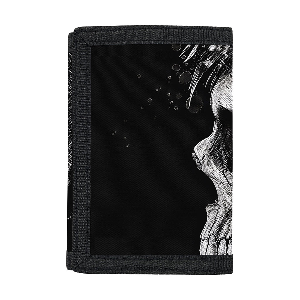 Monochrome Punk Skull Print Trifold Wallet