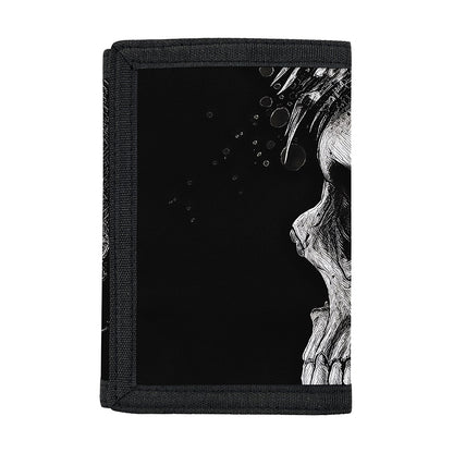 Monochrome Punk Skull Print Trifold Wallet