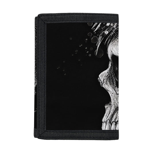Monochrome Punk Skull Print Trifold Wallet