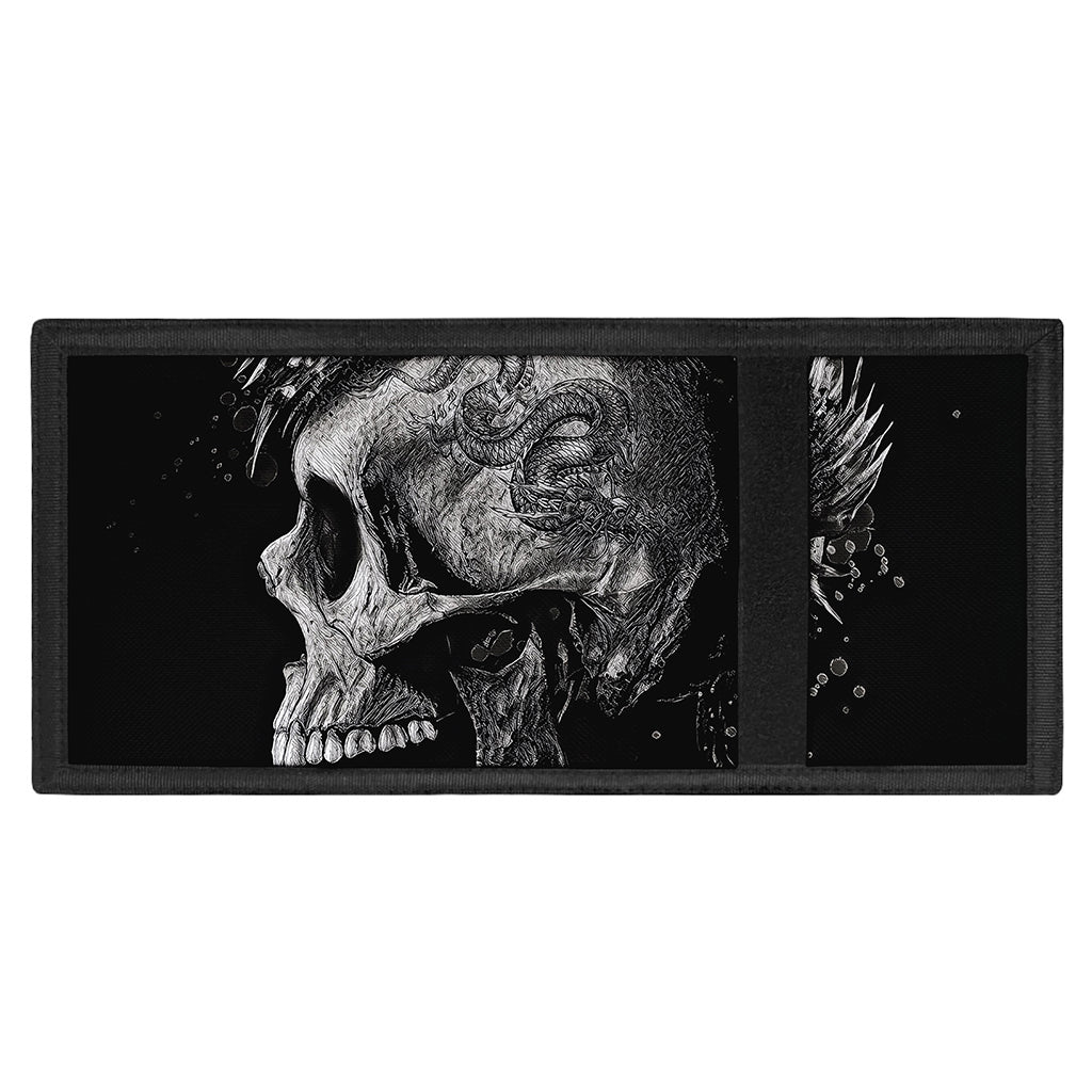 Monochrome Punk Skull Print Trifold Wallet