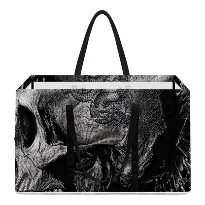 Monochrome Punk Skull Print Utility Tote Bag