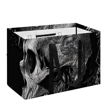 Monochrome Punk Skull Print Utility Tote Bag
