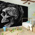 Monochrome Punk Skull Print Wall Sticker
