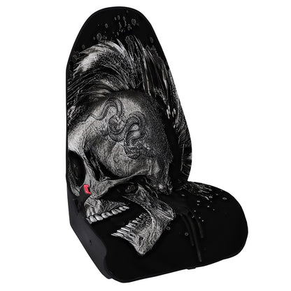 Monochrome Punk Skull Print Waterproof Car Seat Cover