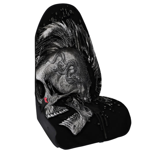 Monochrome Punk Skull Print Waterproof Car Seat Cover