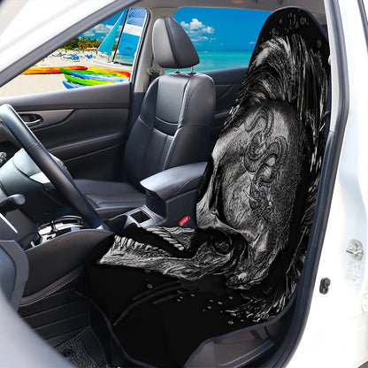 Monochrome Punk Skull Print Waterproof Car Seat Cover