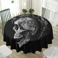 Monochrome Punk Skull Print Waterproof Round Tablecloth