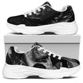 Monochrome Punk Skull Print White Chunky Shoes