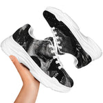 Monochrome Punk Skull Print White Chunky Shoes