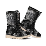 Monochrome Punk Skull Print Winter Boots