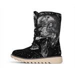 Monochrome Punk Skull Print Winter Boots