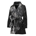 Monochrome Punk Skull Print Women's Bathrobe