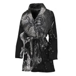Monochrome Punk Skull Print Women's Bathrobe