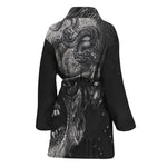 Monochrome Punk Skull Print Women's Bathrobe