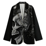 Monochrome Punk Skull Print Women's Blazer