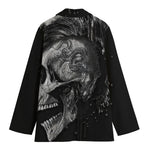 Monochrome Punk Skull Print Women's Blazer