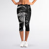 Monochrome Punk Skull Print Women's Capri Leggings