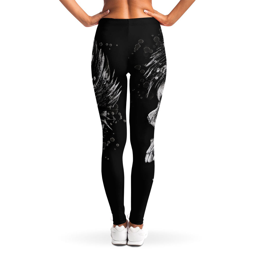 Monochrome Punk Skull Print Women's Leggings