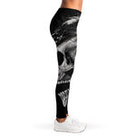 Monochrome Punk Skull Print Women's Leggings