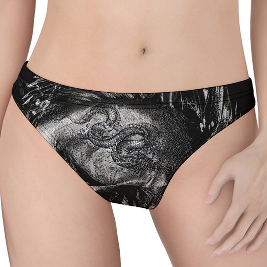 Monochrome Punk Skull Print Women's Thong