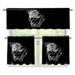 Monochrome Rhinoceros Ratsnake Print 3 Piece Kitchen Curtains