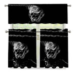 Monochrome Rhinoceros Ratsnake Print 3 Piece Kitchen Curtains