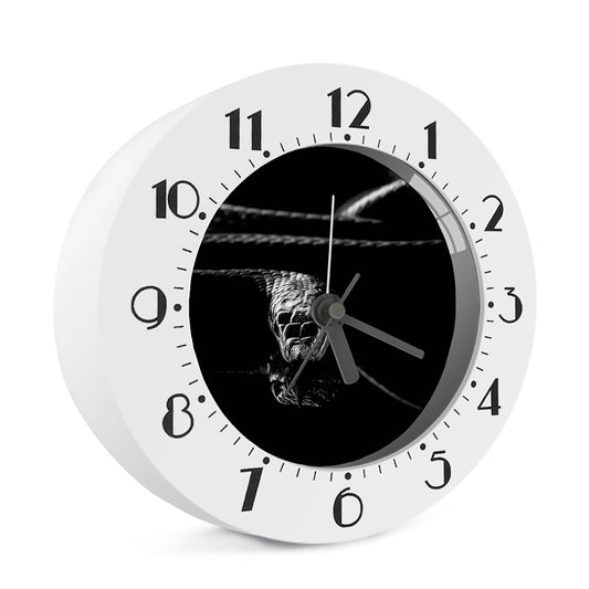 Monochrome Rhinoceros Ratsnake Print Alarm Clock