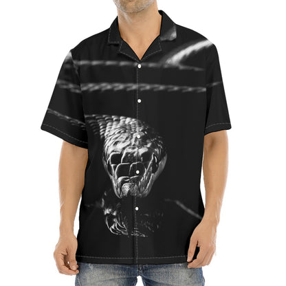 Monochrome Rhinoceros Ratsnake Print Aloha Shirt