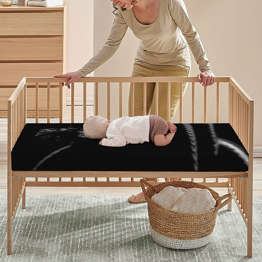 Monochrome Rhinoceros Ratsnake Print Baby Crib Sheet