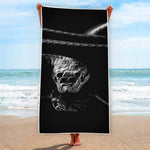 Monochrome Rhinoceros Ratsnake Print Beach Towel