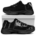 Monochrome Rhinoceros Ratsnake Print Black Chunky Shoes