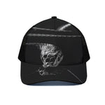 Monochrome Rhinoceros Ratsnake Print Black Mesh Trucker Cap