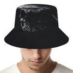 Monochrome Rhinoceros Ratsnake Print Bucket Hat