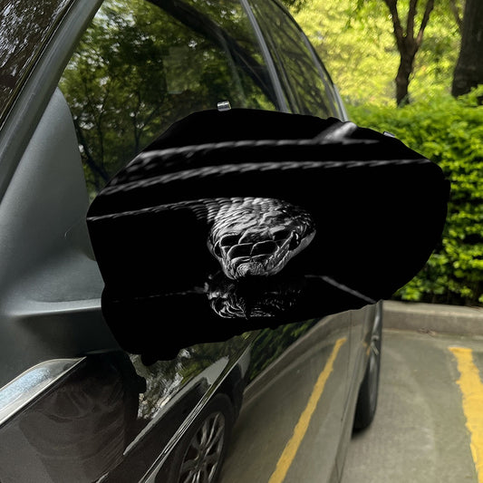 Monochrome Rhinoceros Ratsnake Print Car Side Mirror Covers