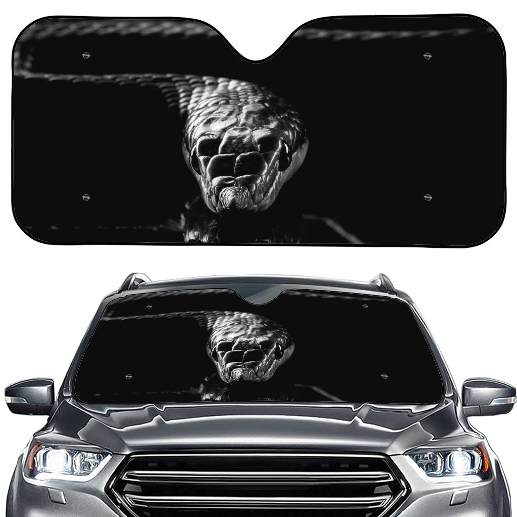 Monochrome Rhinoceros Ratsnake Print Car Windshield Sun Shade