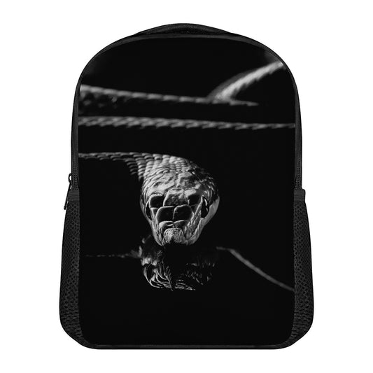 Monochrome Rhinoceros Ratsnake Print Casual Backpack
