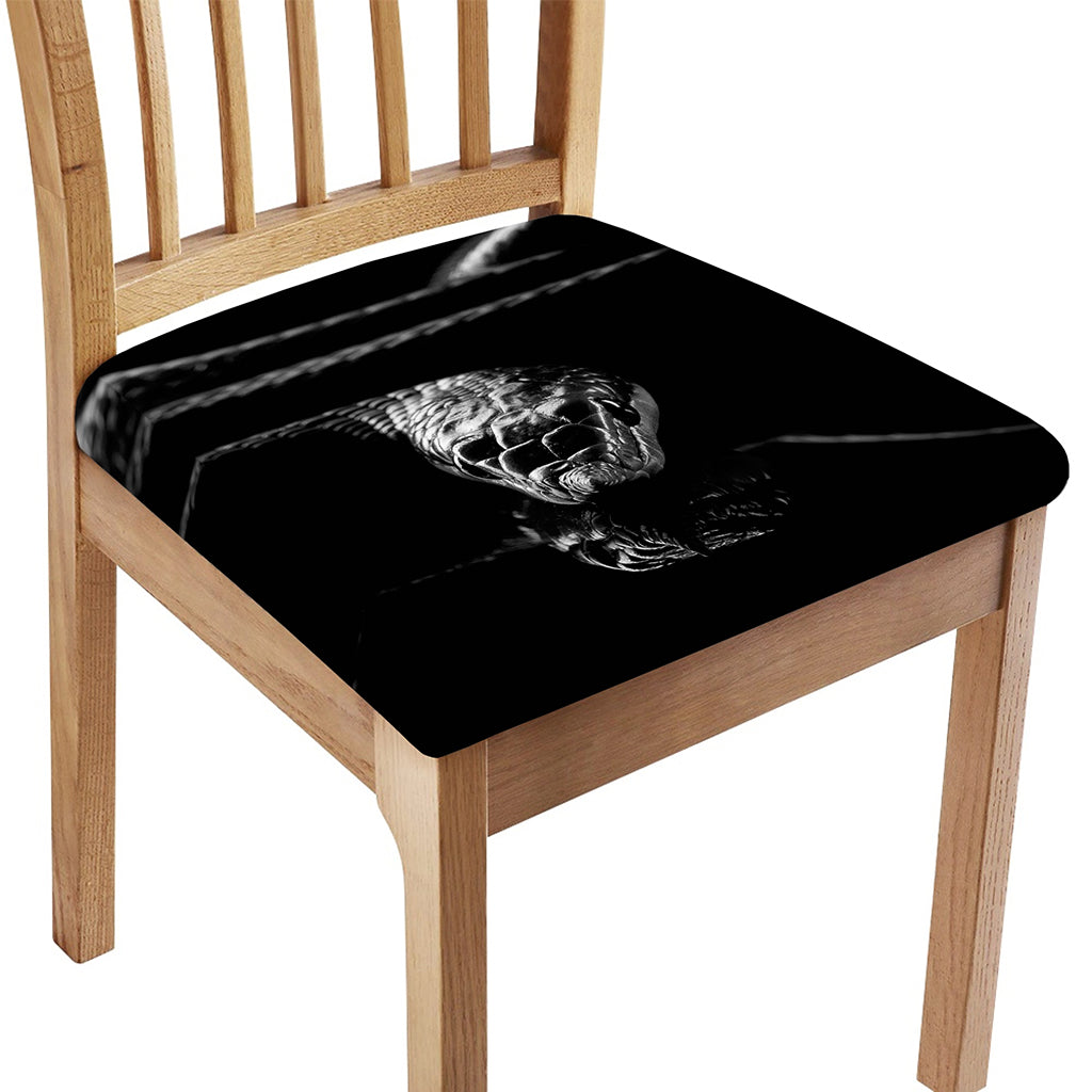 Monochrome Rhinoceros Ratsnake Print Chair Cushion Cover