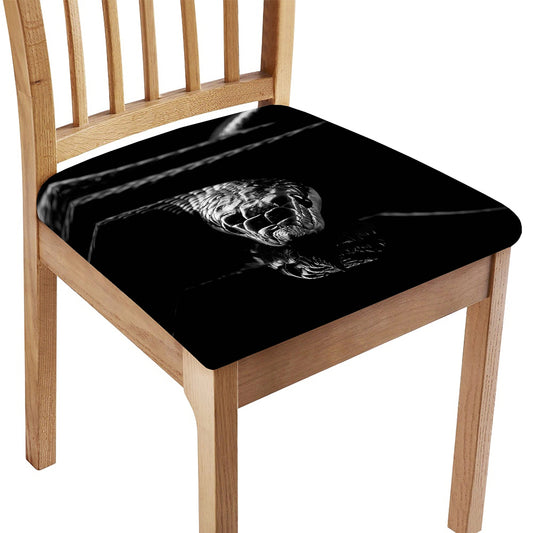 Monochrome Rhinoceros Ratsnake Print Chair Cushion Cover