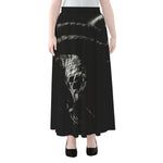 Monochrome Rhinoceros Ratsnake Print Chiffon Maxi Skirt