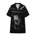 Monochrome Rhinoceros Ratsnake Print Cotton Hawaiian Shirt