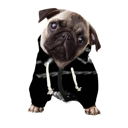 Monochrome Rhinoceros Ratsnake Print Dog Zip Up Hoodie
