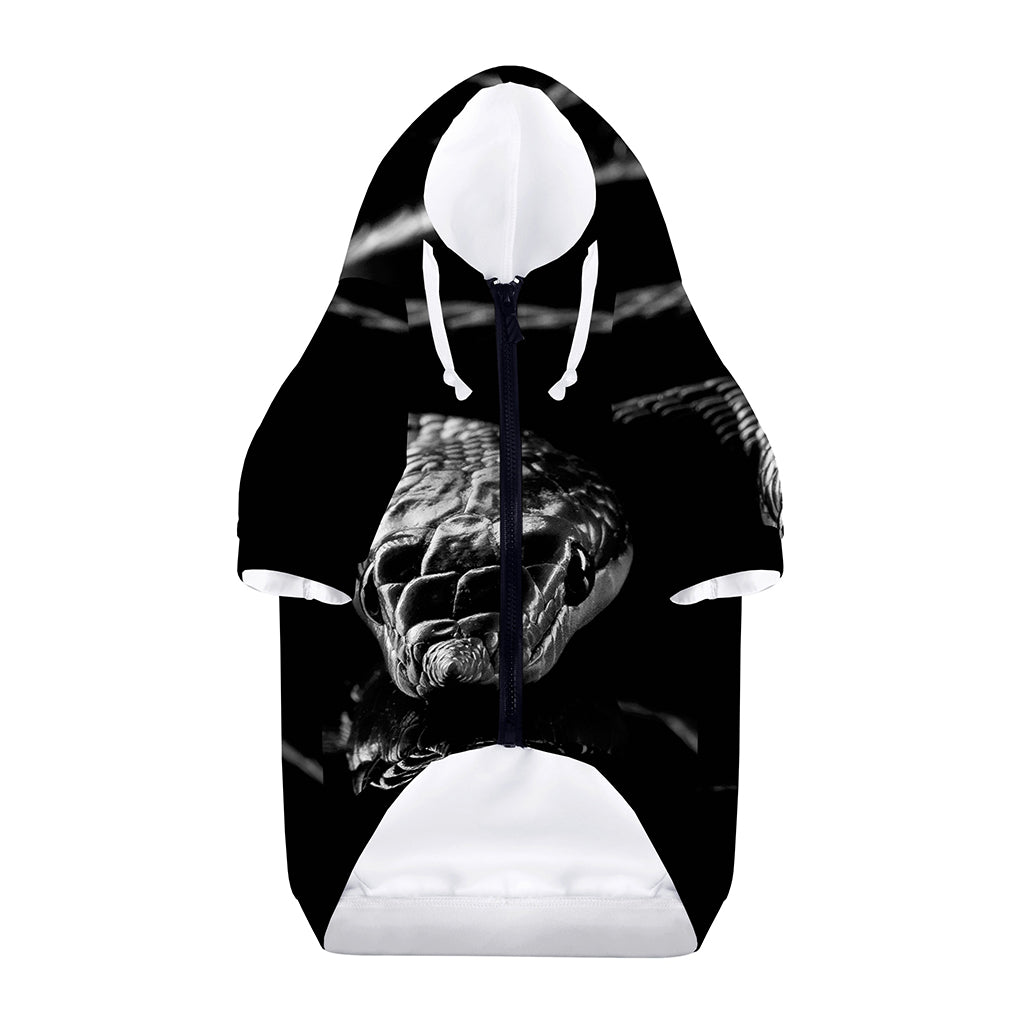 Monochrome Rhinoceros Ratsnake Print Dog Zip Up Hoodie