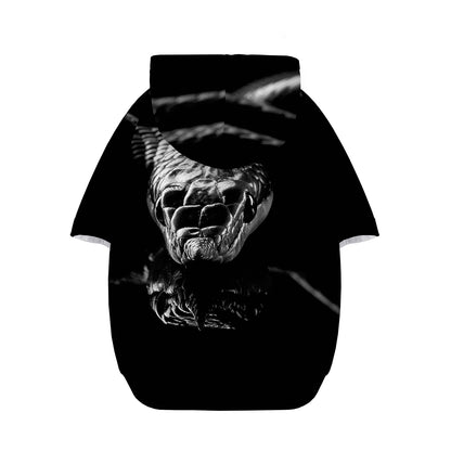 Monochrome Rhinoceros Ratsnake Print Dog Zip Up Hoodie