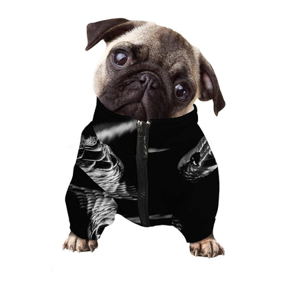 Monochrome Rhinoceros Ratsnake Print Dog Zip Up Jacket
