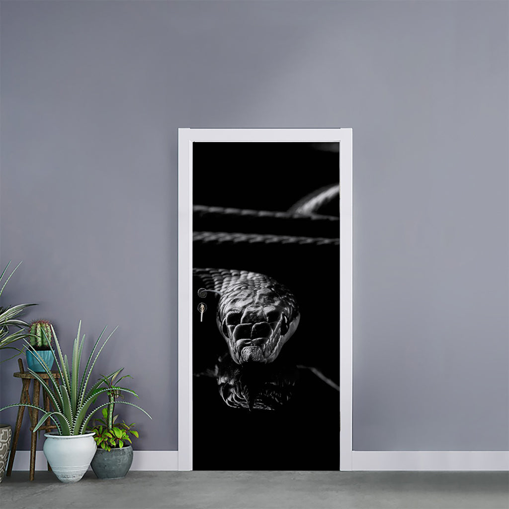 Monochrome Rhinoceros Ratsnake Print Door Sticker