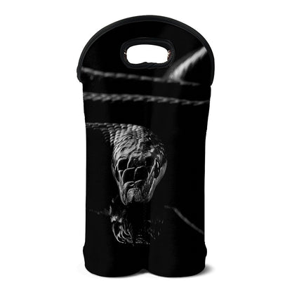 Monochrome Rhinoceros Ratsnake Print Double Neoprene Wine Tote