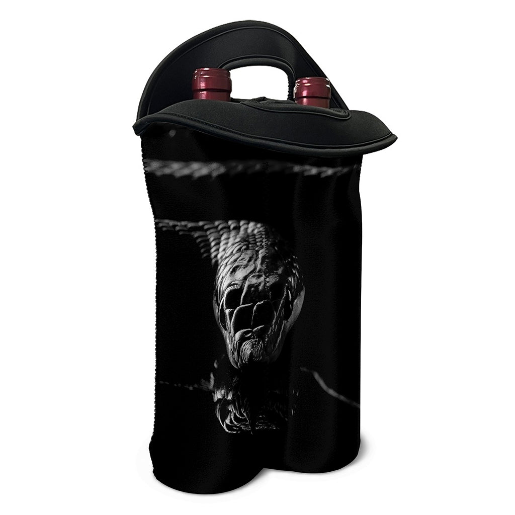 Monochrome Rhinoceros Ratsnake Print Double Neoprene Wine Tote
