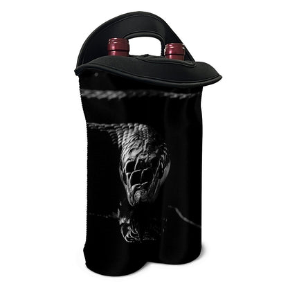 Monochrome Rhinoceros Ratsnake Print Double Neoprene Wine Tote
