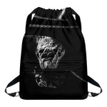 Monochrome Rhinoceros Ratsnake Print Drawstring Backpack