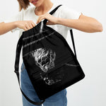 Monochrome Rhinoceros Ratsnake Print Drawstring Backpack